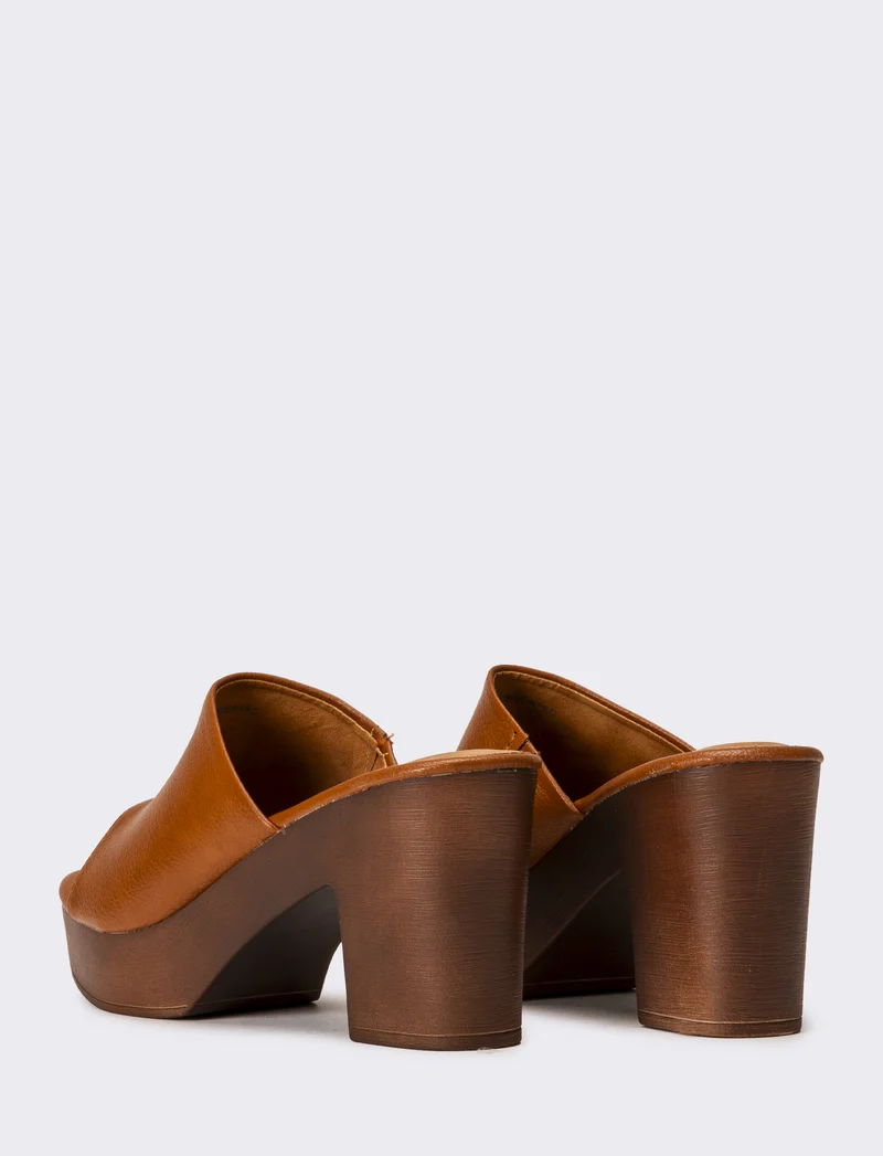 Sabot tacco alto da donna - Cuoio