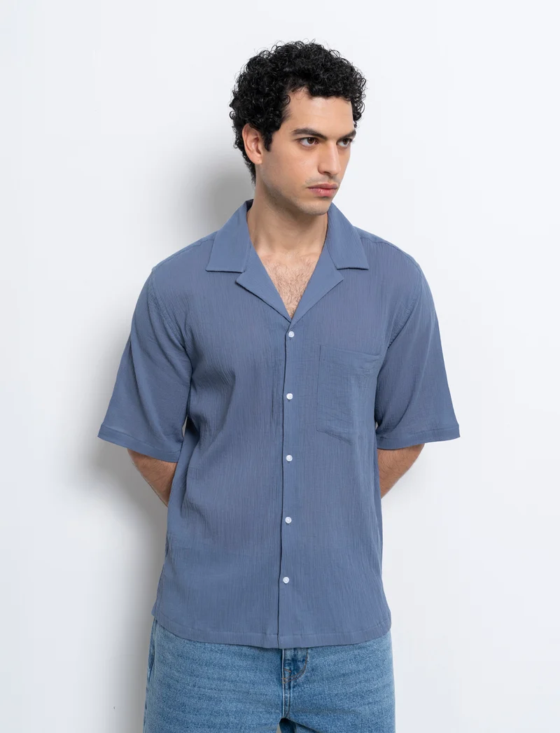 Camicia in cotone strutturato da uomo - CARTA DA ZUCCHERO