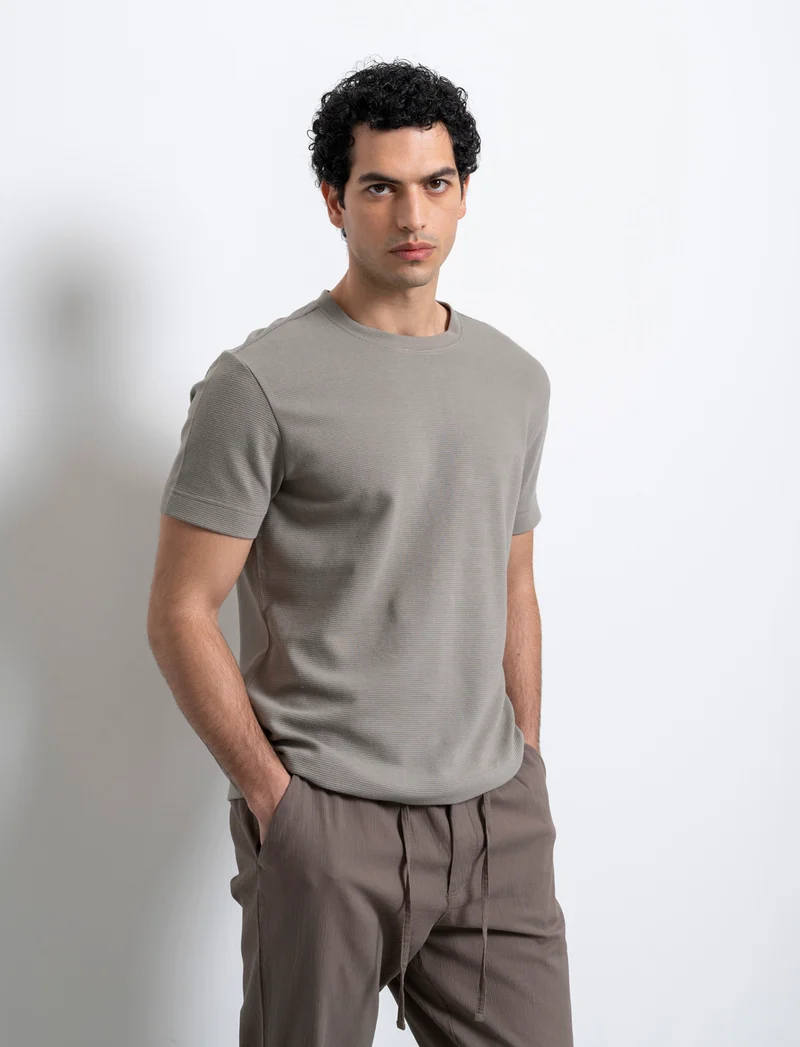 T-shirt struttura ottoman da uomo - Grigio