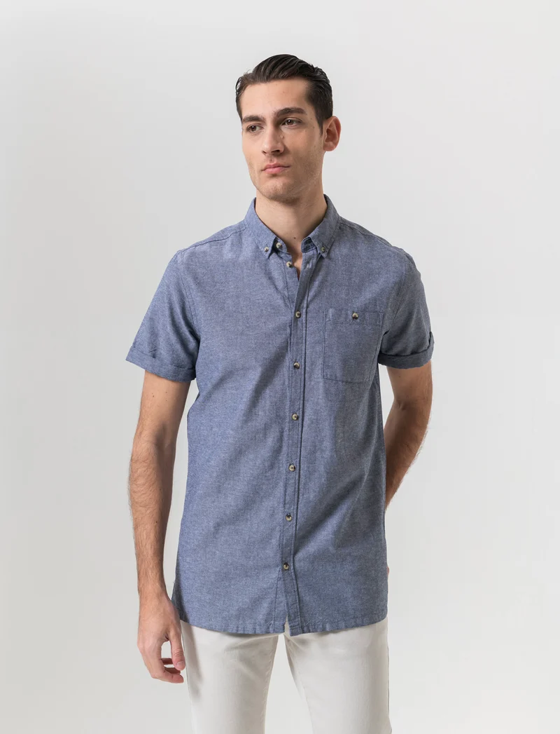 Camicia basic oxford regular fit da uomo - Blu
