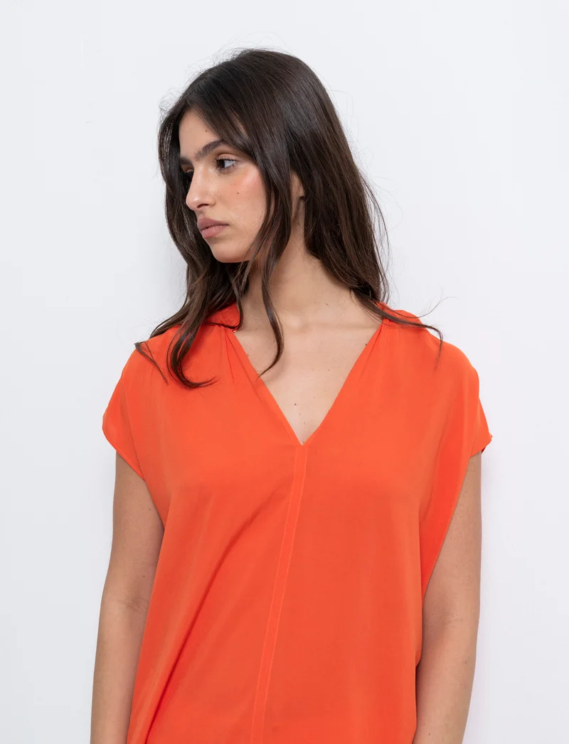 Casacca con scollo a v da donna - Arancio