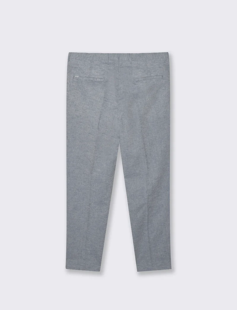 Pantaloni da completo tessuto misto lino da uomo - Blu