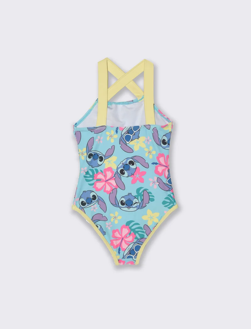 Costume intero con stampa Stitch da bambina - Blu