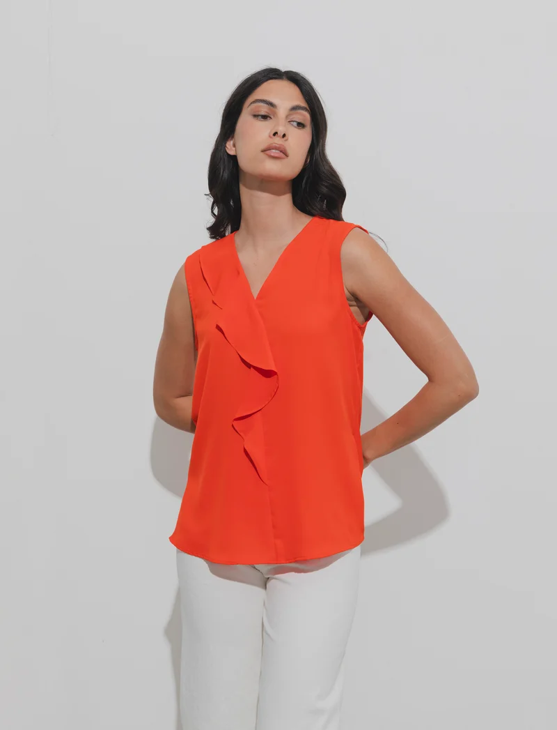 Top con rouches sul davanti - Corallo
