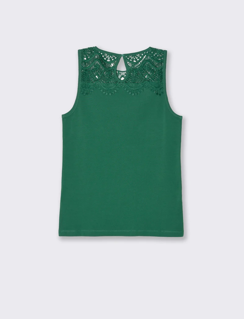 Top con pizzo da donna - Verde
