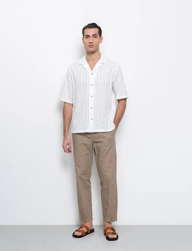 Pantaloni chino jogger cotone slub da uomo - Grigio tortora