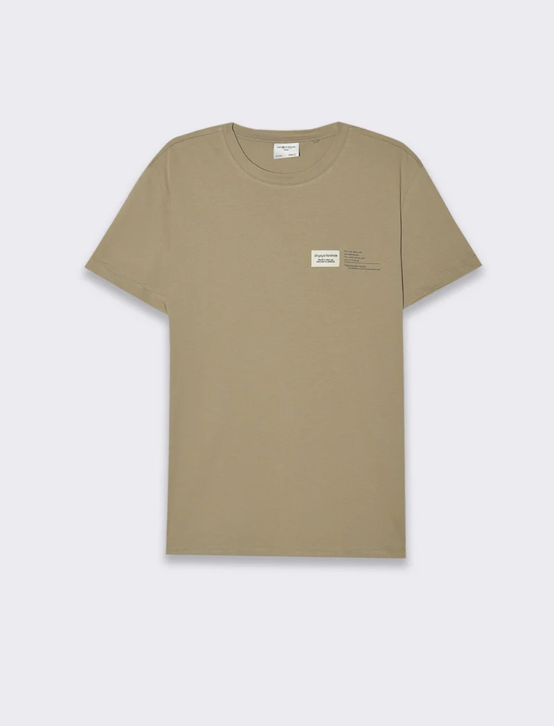 T-shirt in cotone premium con patch e stampina da uomo - Verde salvia
