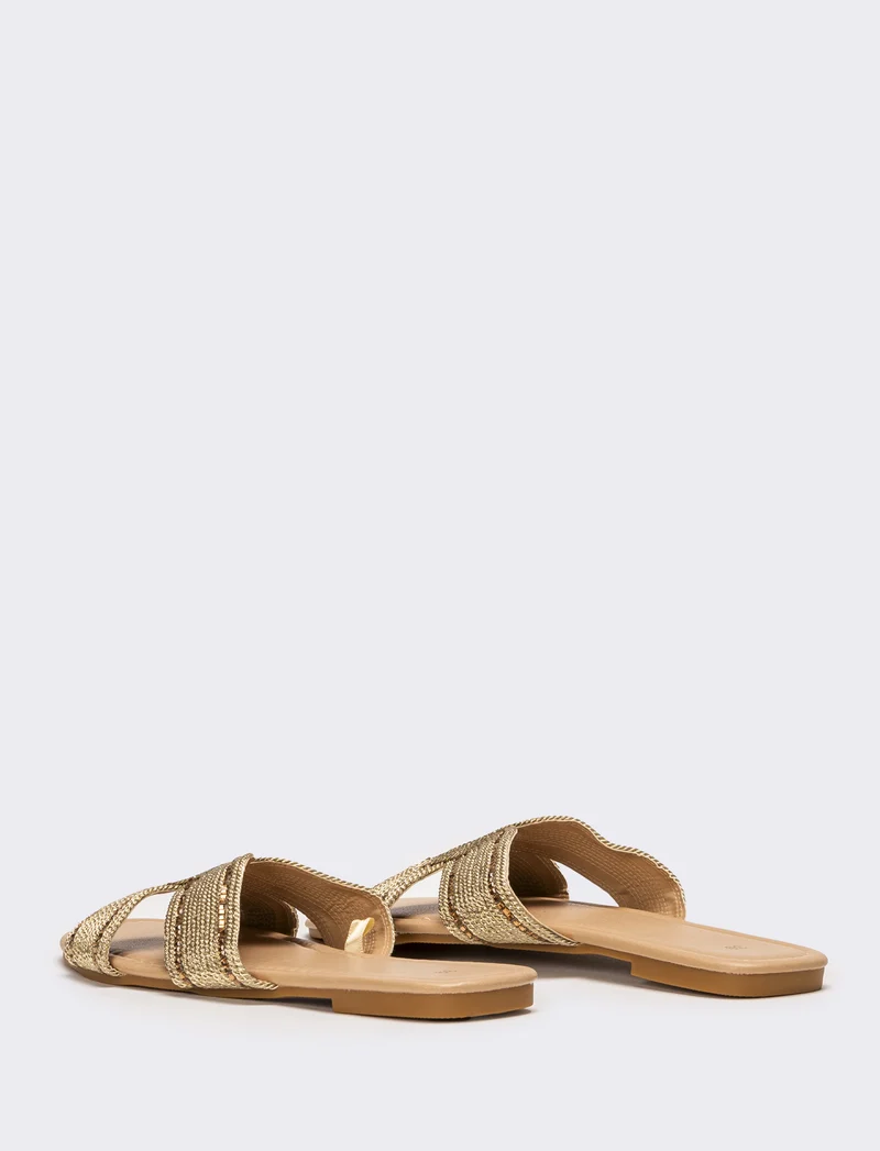 Mule da donna effetto corda - Oro