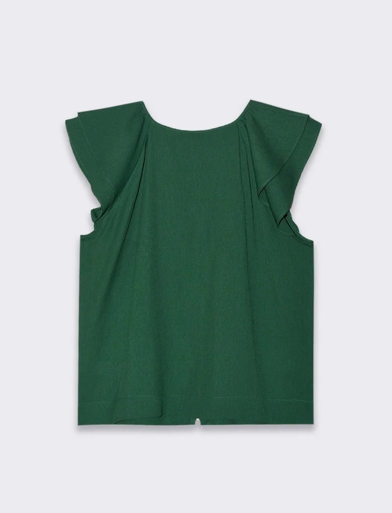 Camicia con volant da donna - Verde