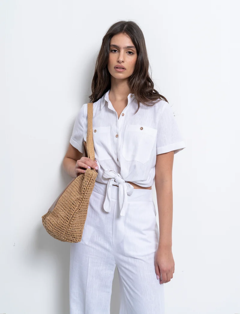 Camicia manica corta da donna - Bianco