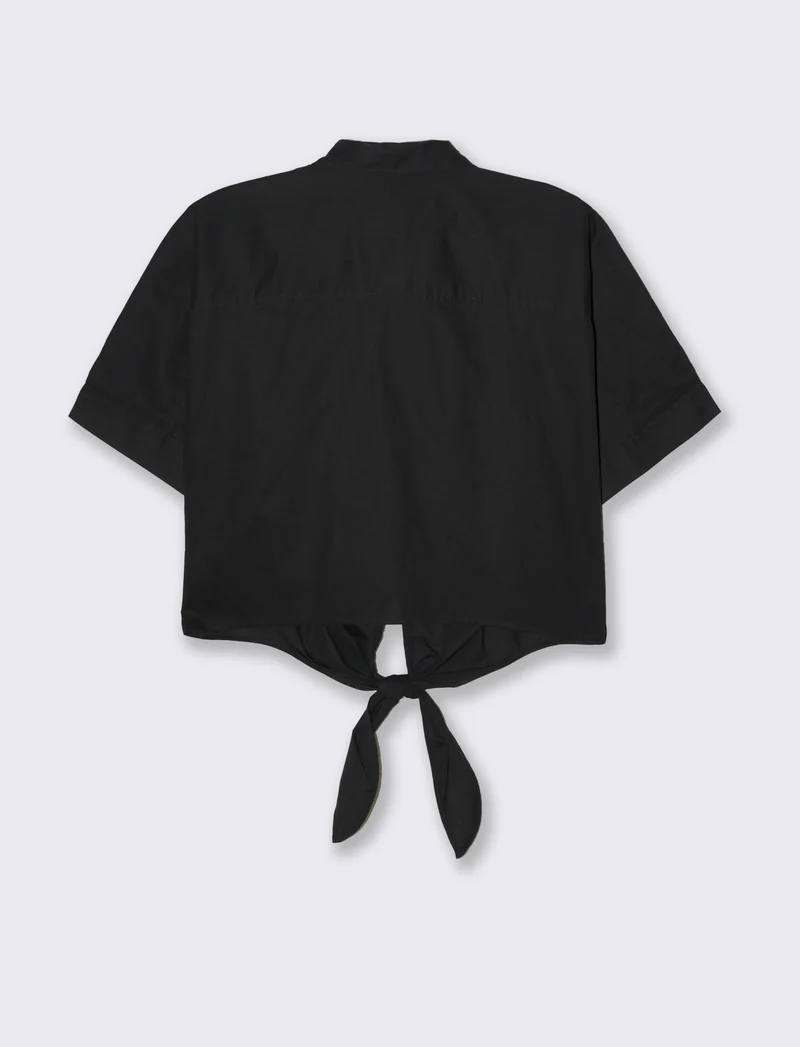 Camicia con nodo da donna - Nero