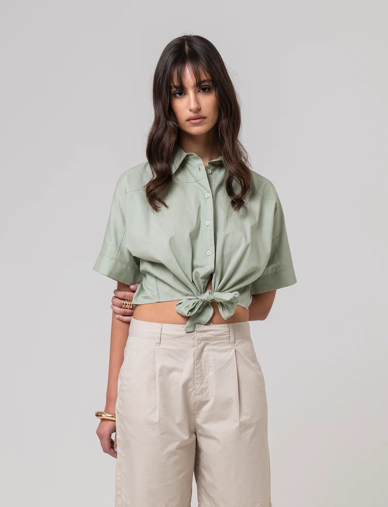 Camicia con nodo da donna - Verdino