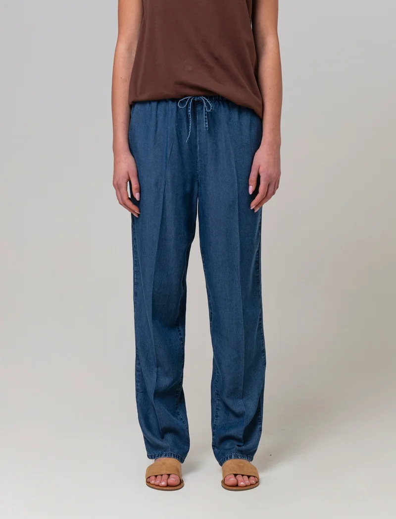 Pantalone con coulisse da donna - DENIM SCURO