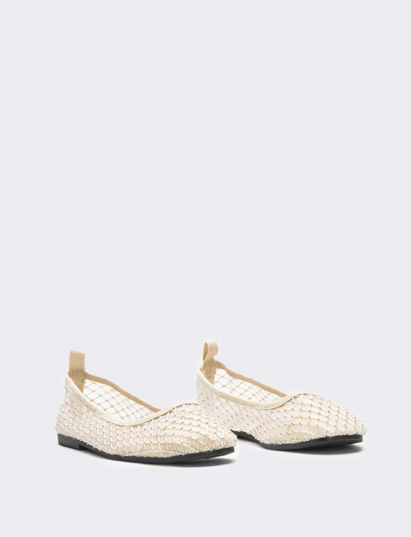 Ballerina da bambina in rete - Beige