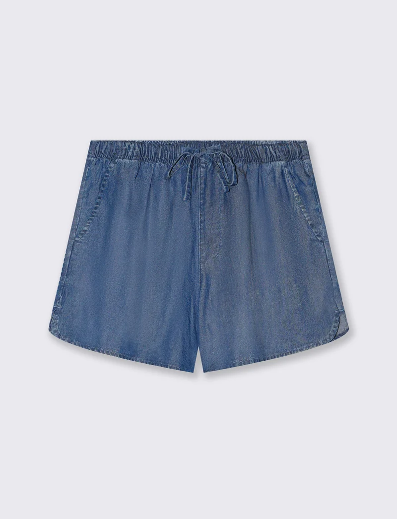 Short con coulisse da donna - DENIM SCURO