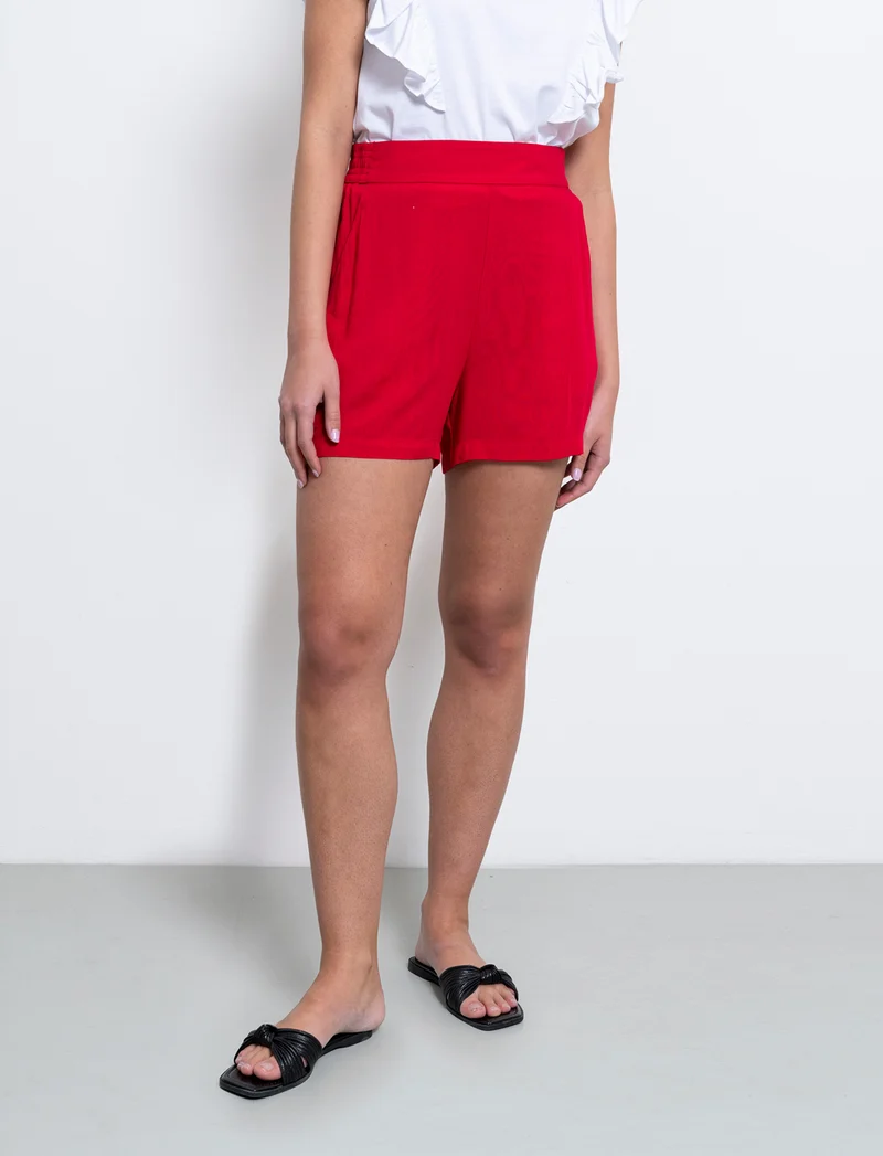 Short con elastico in vita da donna - Rosso scarlatto