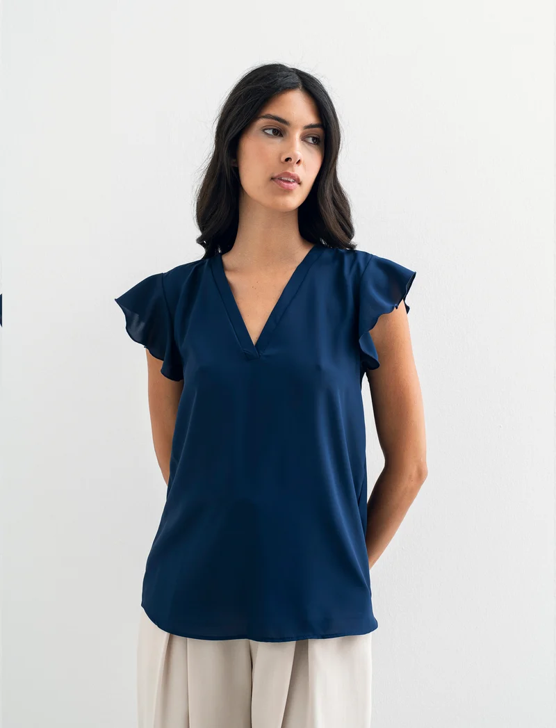 Casacca con rouches - Blu