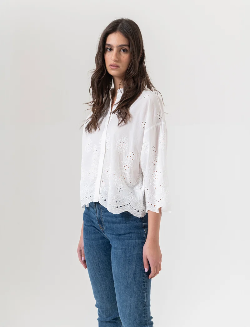 Camicia in pizzo da donna - Bianco