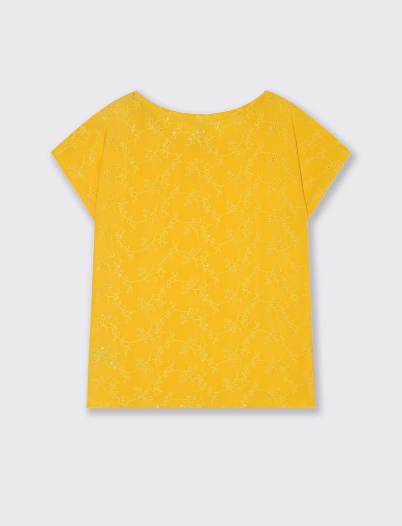 T-shirt in pizzo da donna - Giallo limone