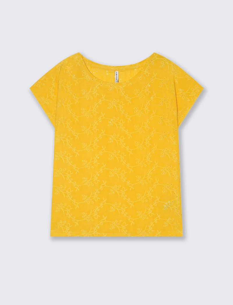 T-shirt in pizzo da donna - Giallo limone