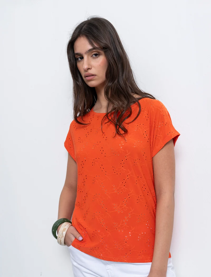 T-shirt in pizzo da donna - Arancio