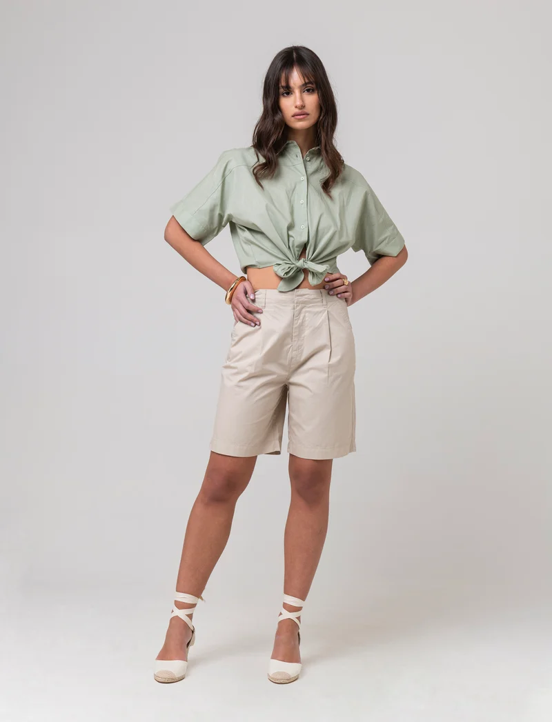 Bermuda basico da donna - Beige corda