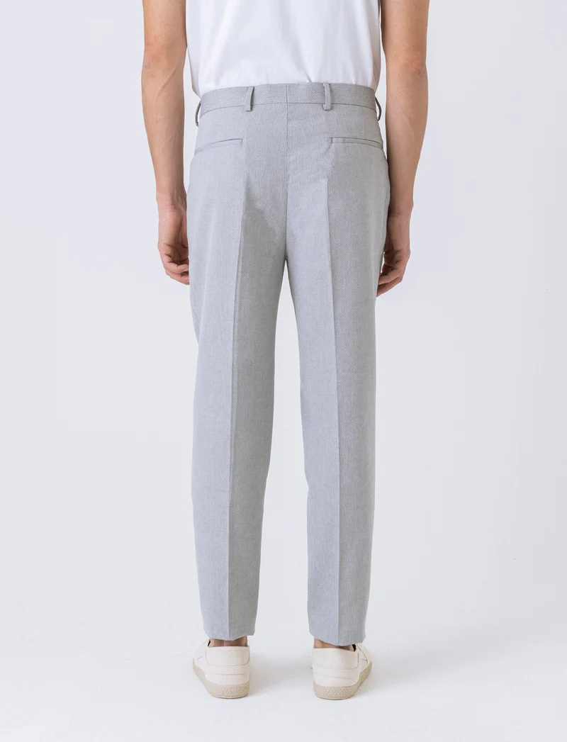 Pantaloni da completo struttura oxford da uomo - Beige ecru