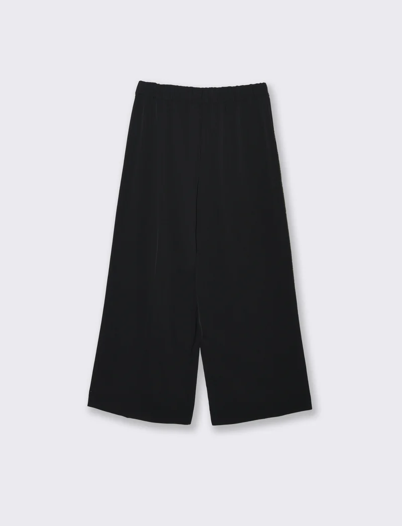 Pantalone coulotte con tasche ed elastico al dietro - Nero