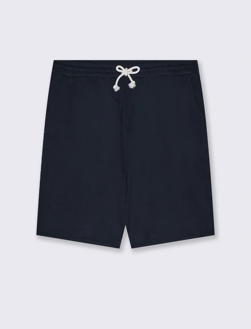 Bermuda basic in felpa con vita jogger da uomo - Blu