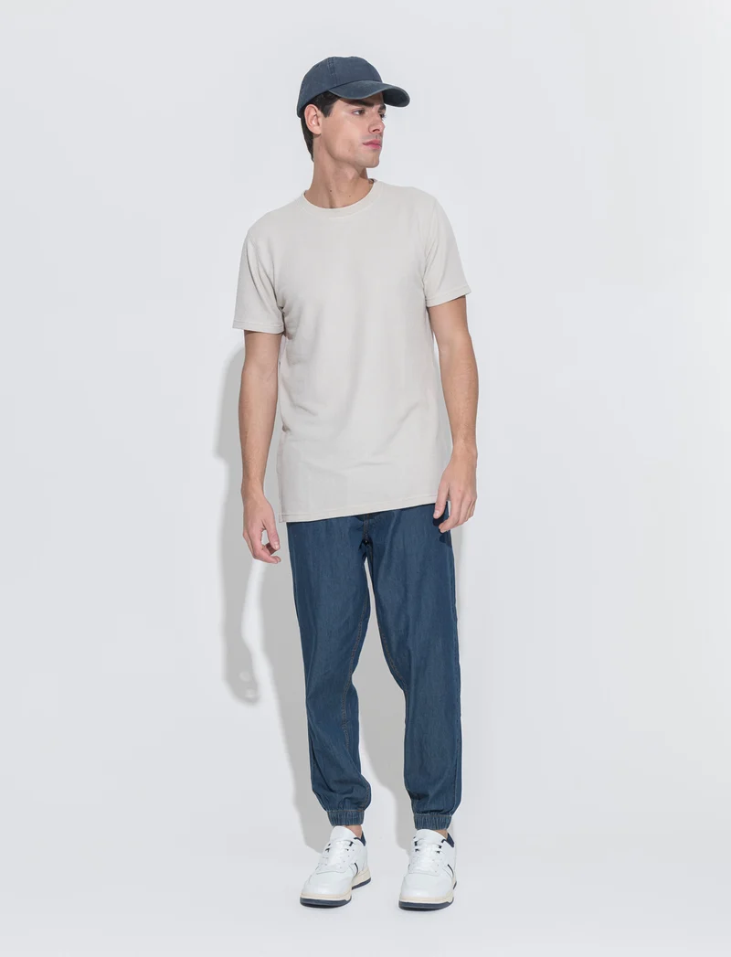 T-shirt waffle regular fit da uomo - Grigio ghiaccio