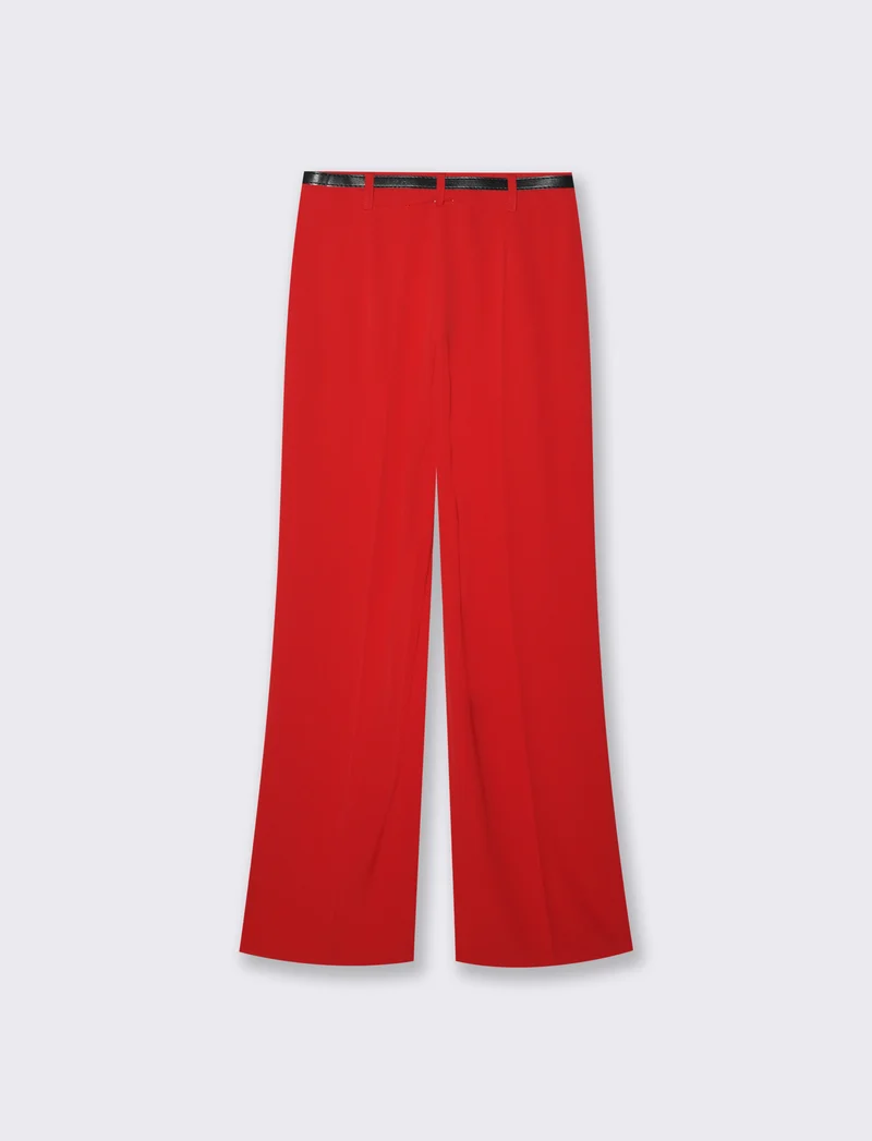 Pantalone palazzo con cintura - Rosso
