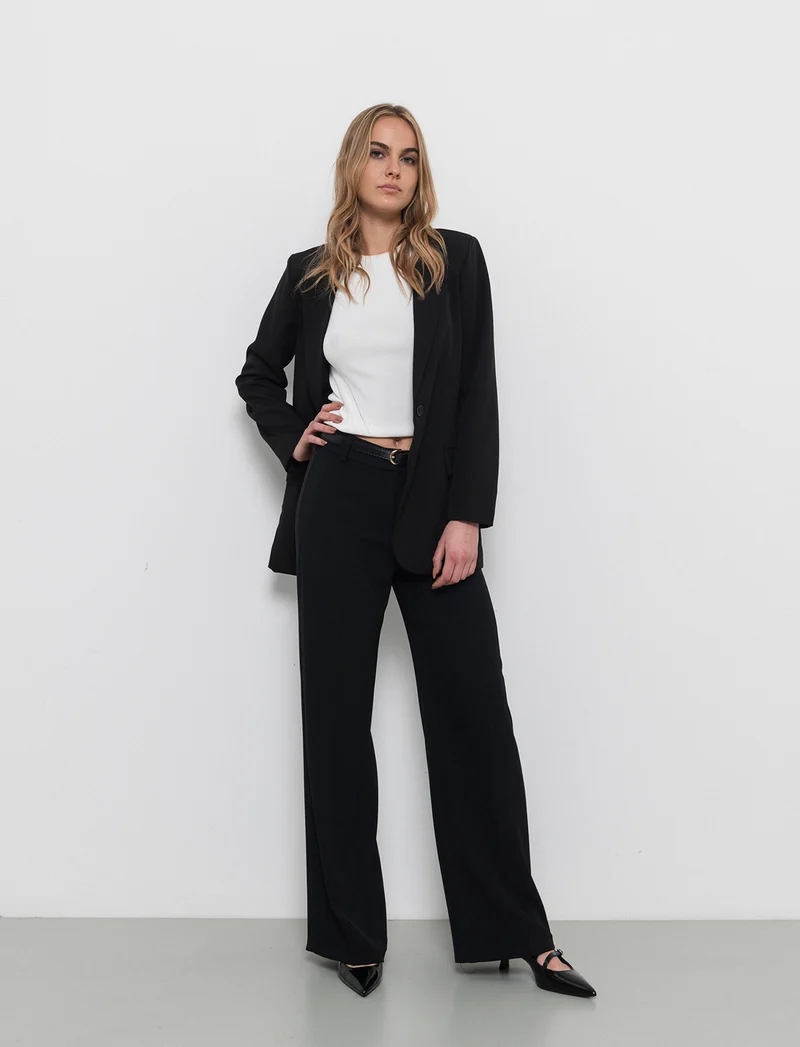 Pantalone palazzo con cintura - Nero