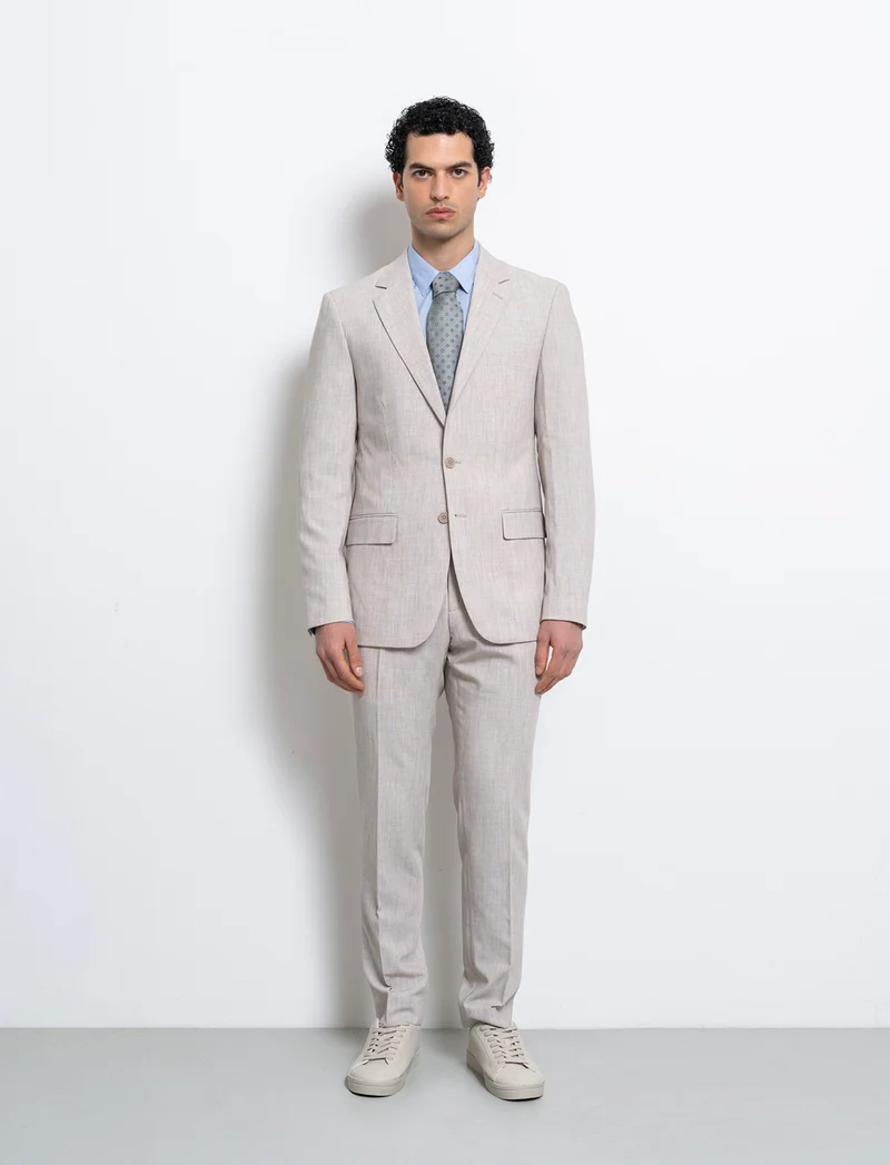 Blazer da completo effetto lino da uomo - Beige