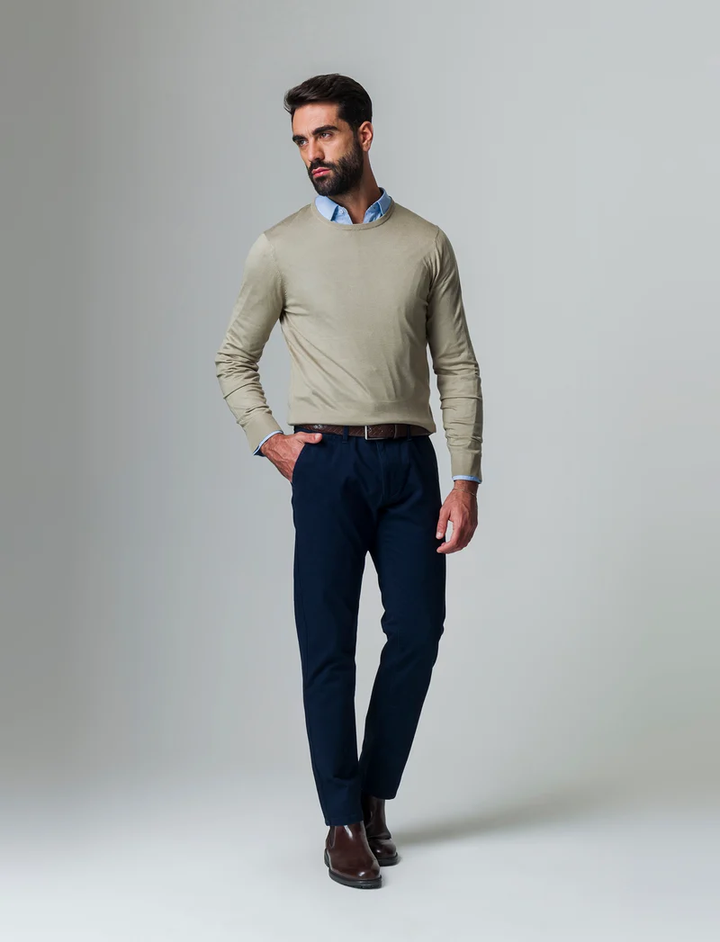 Maglia basic effetto cachemere da uomo - Verde salvia