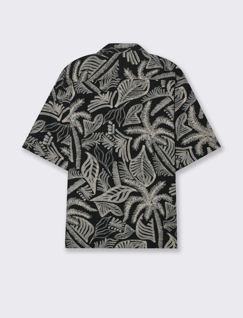 Camicia a fantasia in viscosa da uomo - Nero