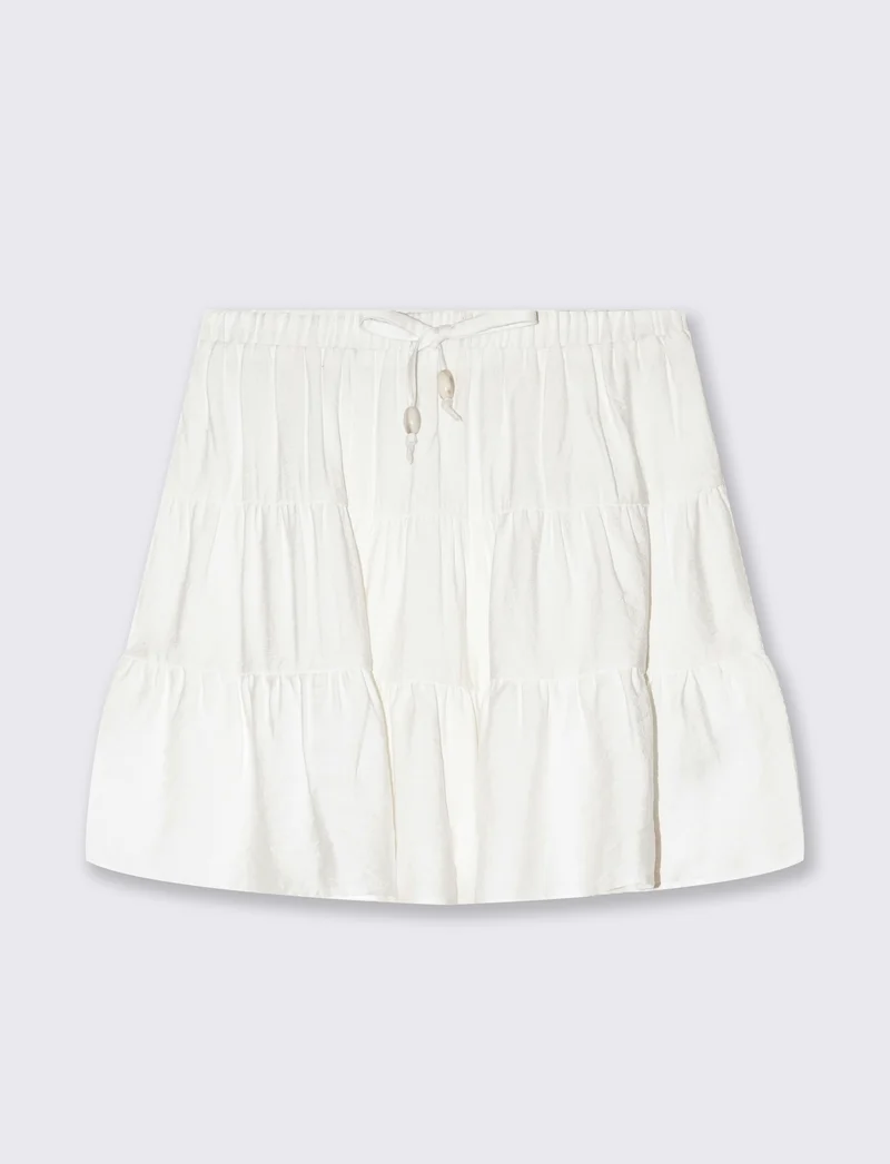 Gonna corta con balze da donna - Bianco