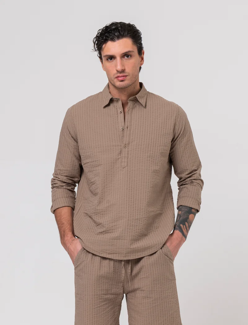 Casacca in tessuto seer sucker da uomo - Grigio tortora