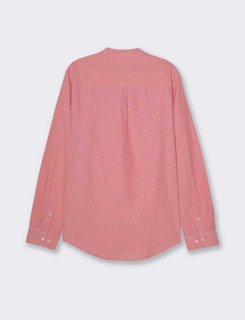 Camicia misto lino effetto melange da uomo - Corallo