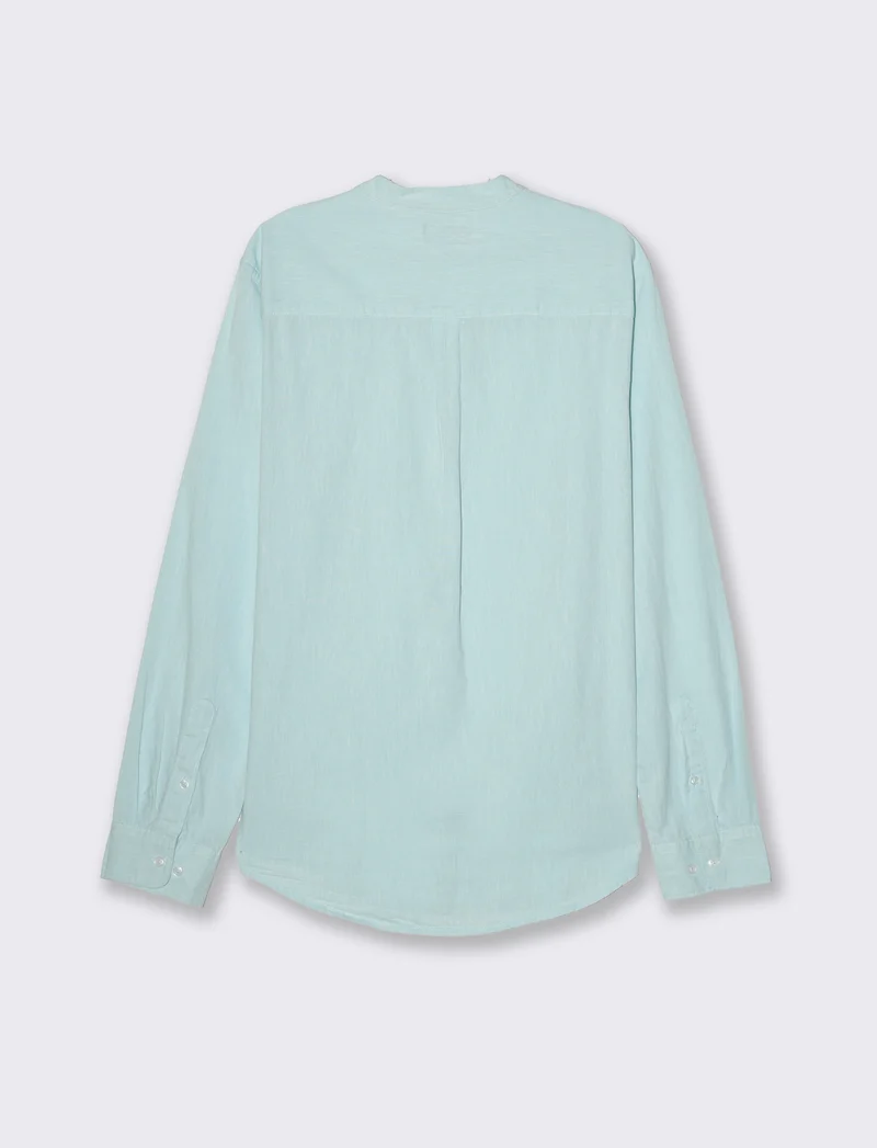 Camicia misto lino effetto melange da uomo - Verde acqua