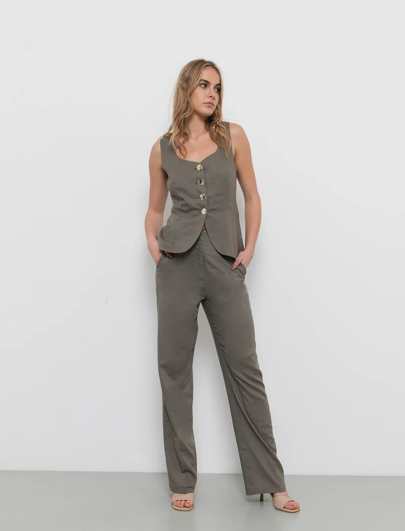 Gilet con bottoni gioiello da donna - Verde salvia