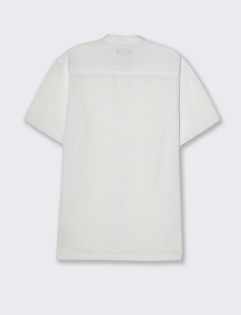 Camicia alla coreana da uomo effetto crepe - Bianco