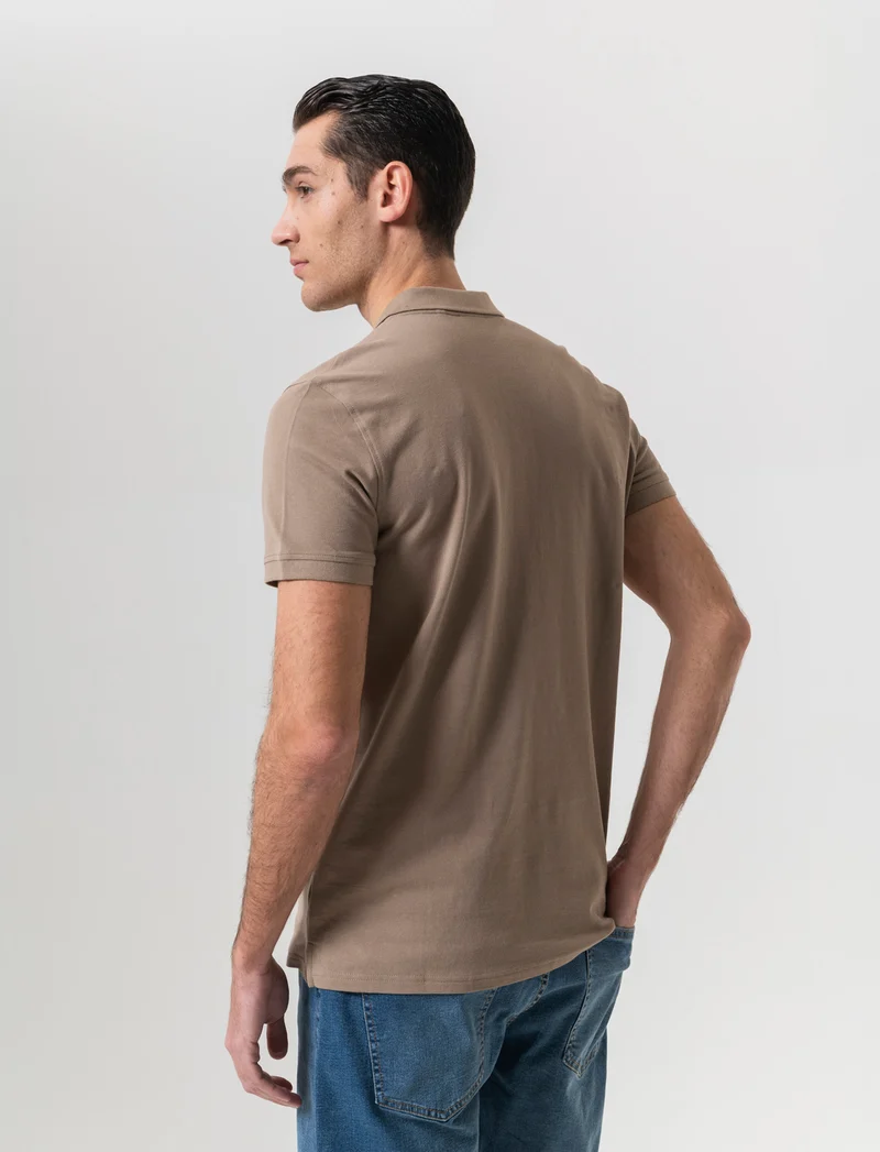 Polo basica in piquet da uomo - Grigio tortora