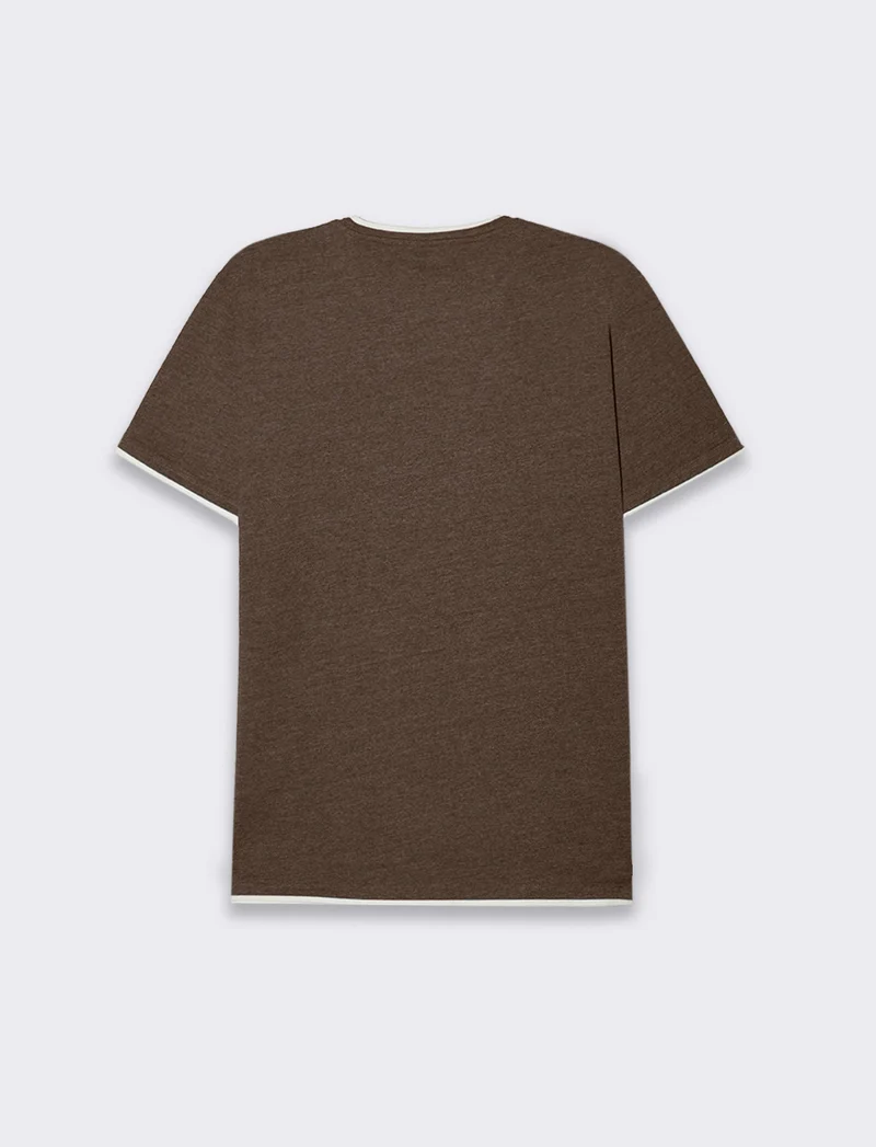 T-shirt effetto melange con tasca da uomo - Moro
