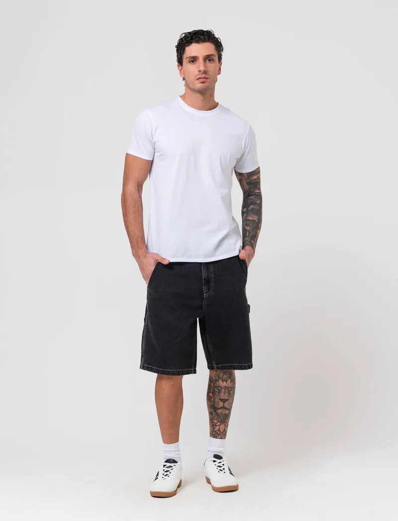 Bermuda jeans carpenter fit da uomo - Nero