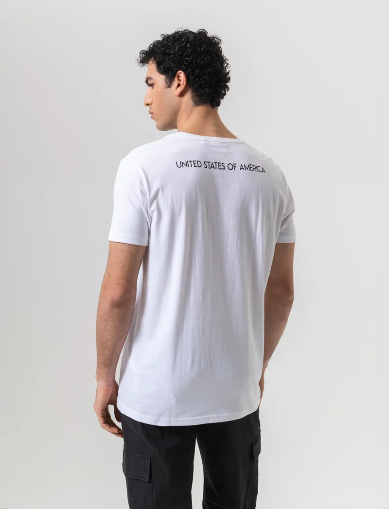T-shirt in cotone con stampa da uomo - Bianco