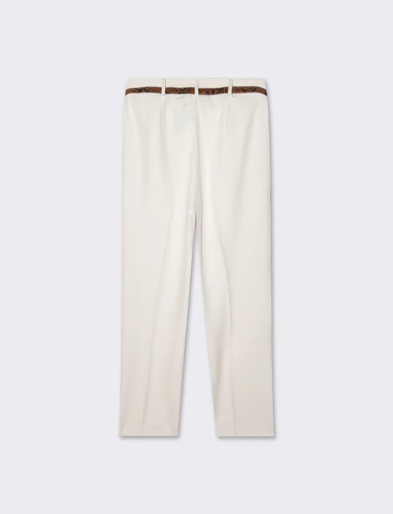 Pantalone skinny con cintura da donna - Bianco panna