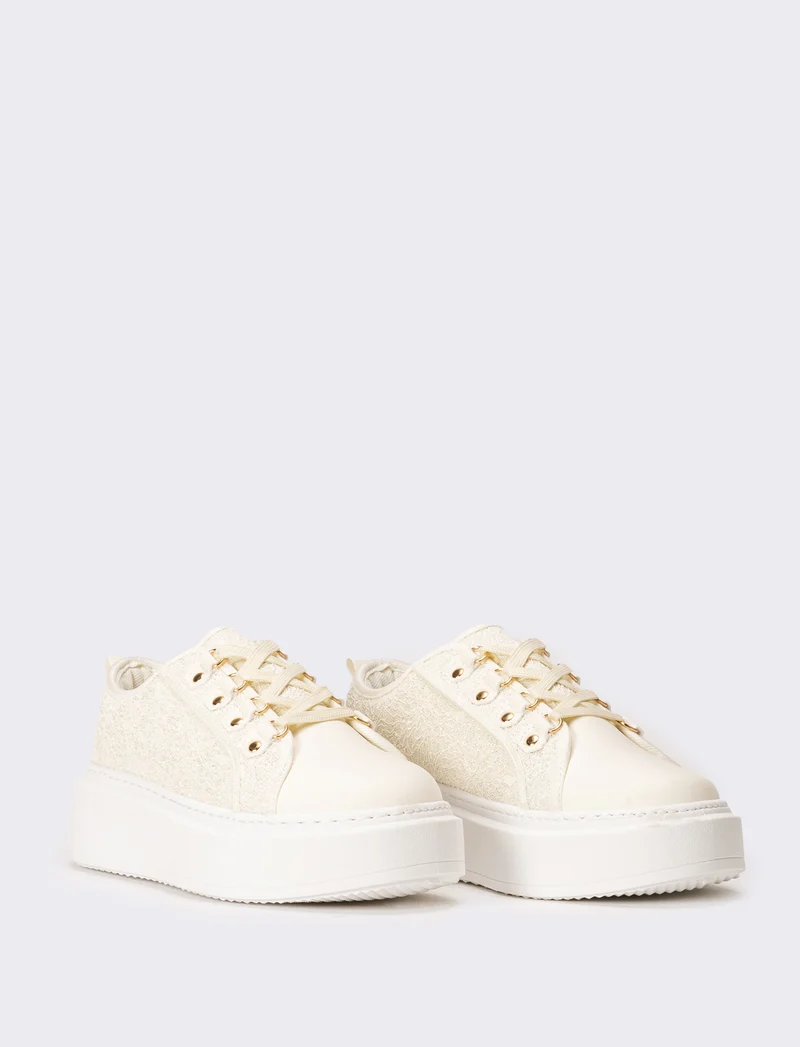 Sneakers in pizzo da donna - Beige
