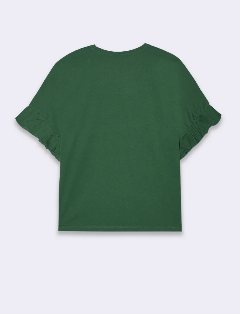 T-shirt con ruches da donna - Verde