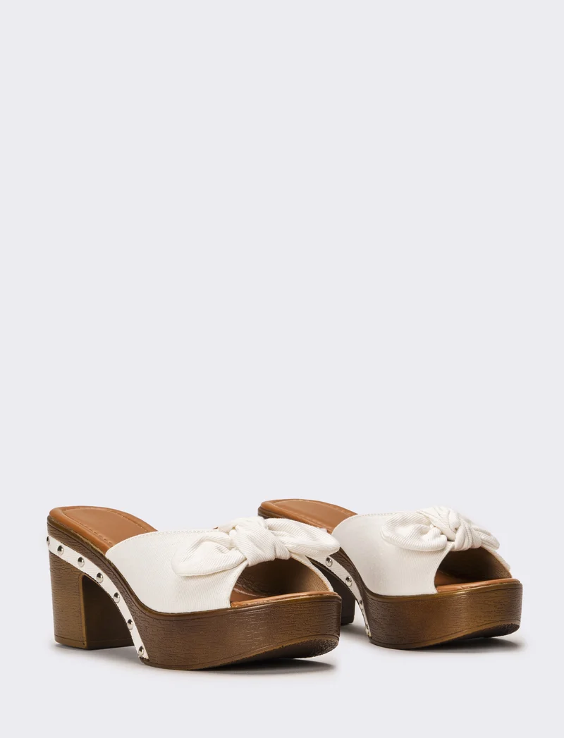 Sabot con fiocco da donna - Bianco