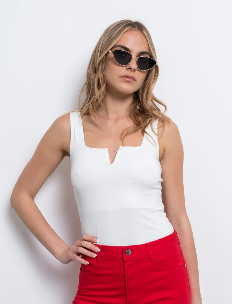 Top con spallina larga da donna - Bianco latte